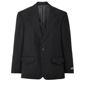 Commission Roadhouse Wool Gabardine Blazer‎ Black Unisex Small Detachable Vest